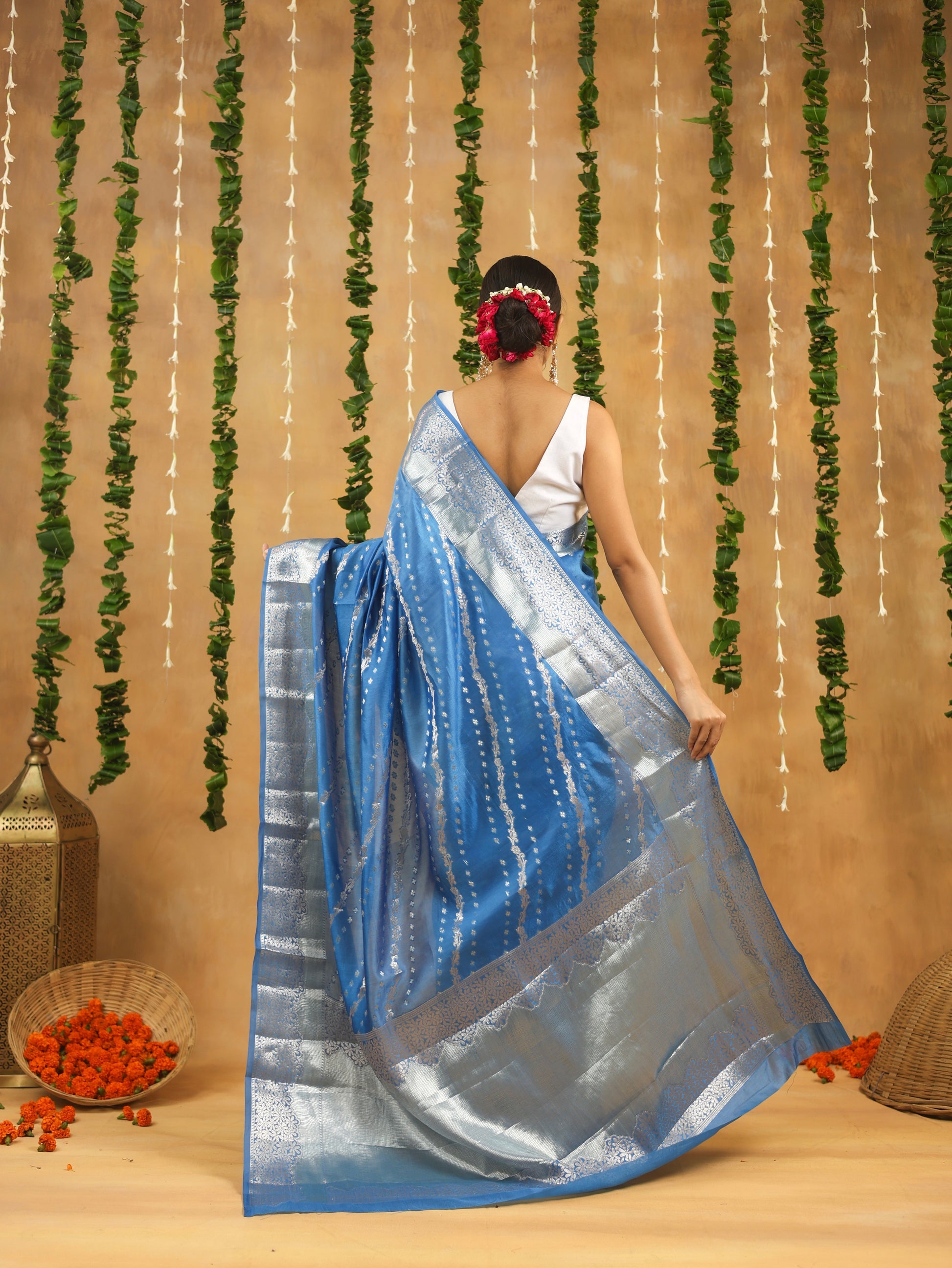 Banarasi Pure Viscose Silk Saree in Sapphire Blue with Silver Zari