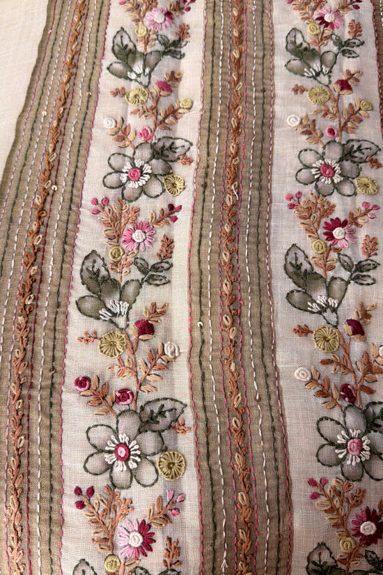 Premium Tissue Linen
Sarees - Half White and Green